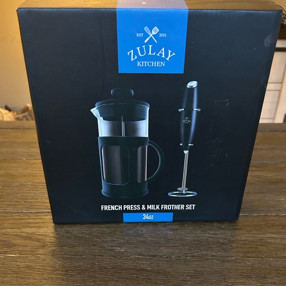 Zulay Kitchen French Press and Milk Frother Set